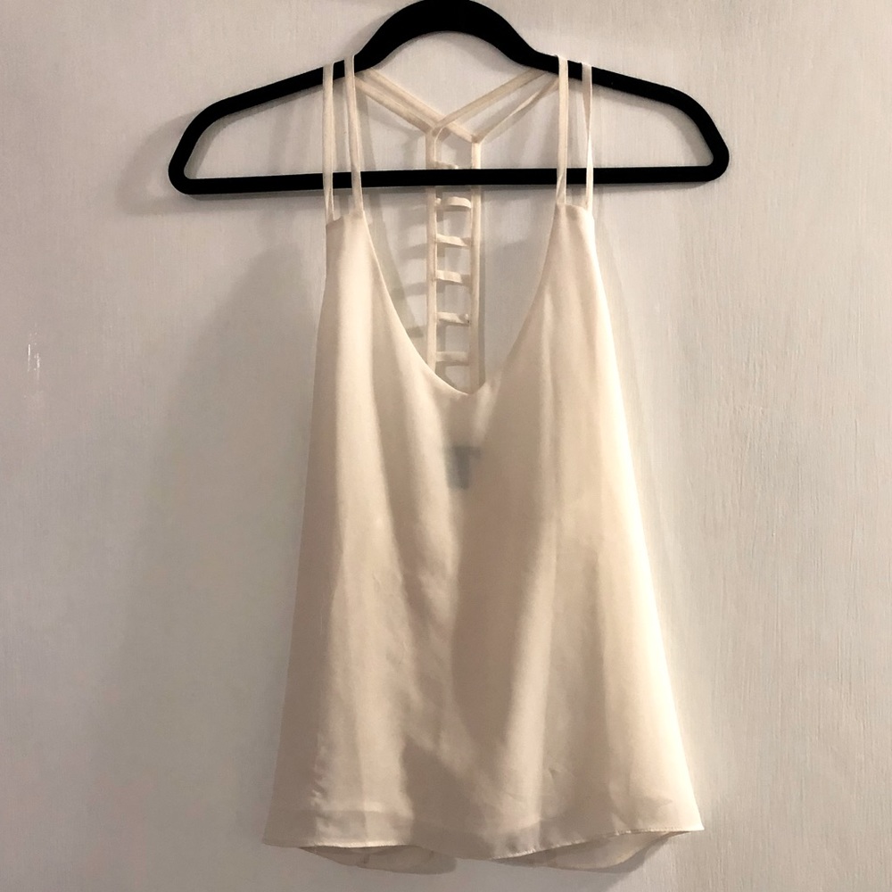 Cream colored, beautiful back detail tank top. Forever 21, size small.